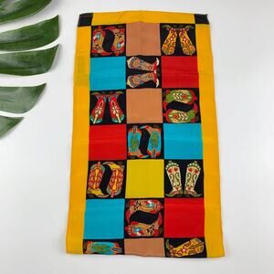 Bob Mackie Wearable Art Scarf Silk Western Rodeo Colorful Rectangle